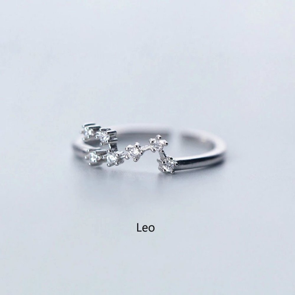NEW 925 Sterling Silver Zodiac Resizable Ring-Leo